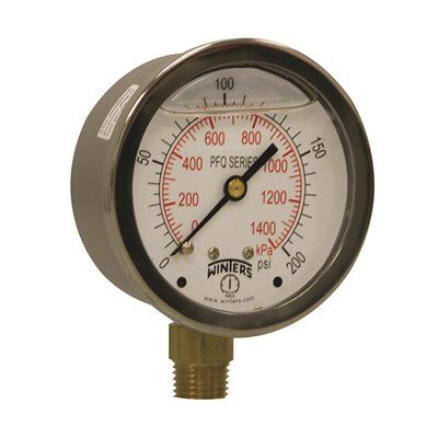 LF / BR 2.5" 0-200 PSI / KPA 1 / 4" NPT BTM.