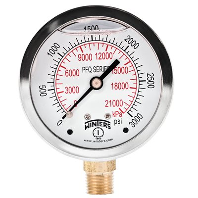LF / BR 2.5" 0-3000 PSI / KPA 1 / 4" NPT BTM.