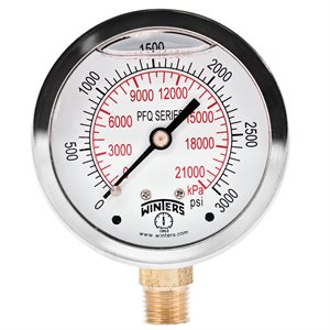 LF / BR 2.5" 0-3000 PSI / KPA 1 / 4" NPT BTM.