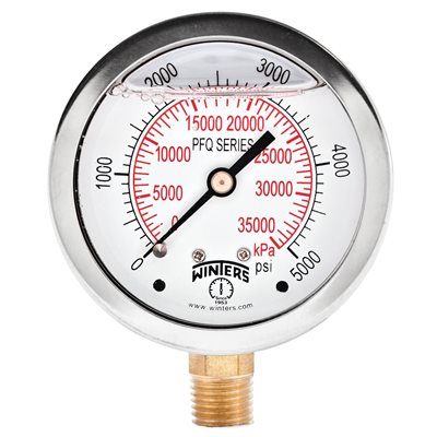LF / BR 2.5" 0-5000 PSI / KPA 1 / 4" NPT BTM.