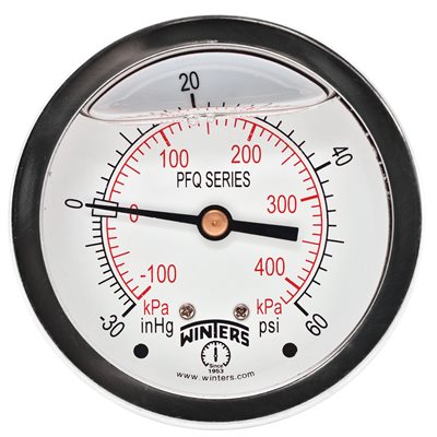 LF / BR 2.5'' 30''-0-60 PSI / KPA 1 / 4'' BACK