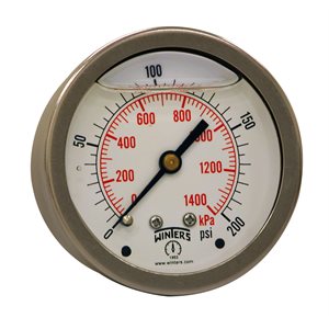 LF / BR 2.5" 0-200 PSI / KPA 1 / 4" NPT BACK
