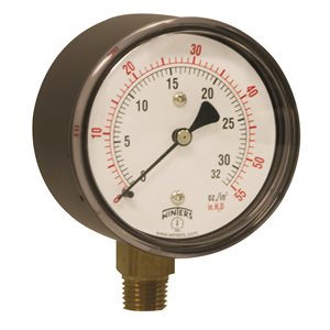 LOW PRESSURE 2.5'' 0-55''OZ 1 / 4'' NPT BTM