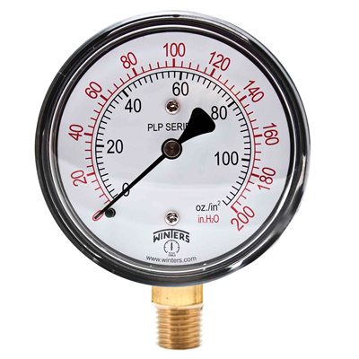 2.5" x 1 / 4" NPT 0 / 200" / oz H2O BRASS