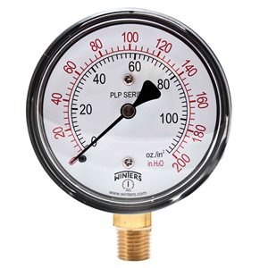 2.5" x 1 / 4" NPT 0 / 200" / oz H2O BRASS