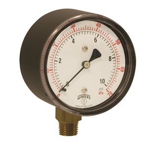LOW PRESSURE 2.5" DIAL BRASS,0-10 PSI / KPA 1 / 4" BTM