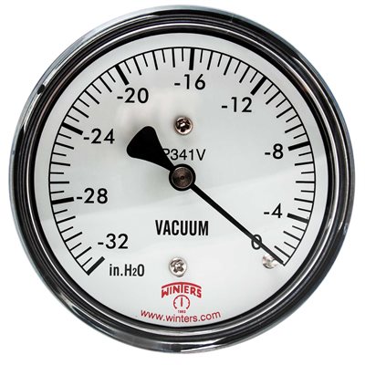 2.5"x1 / 4" NPT BACK 0 / 32" H2O VACUUM