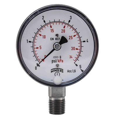2.5" x 1 / 4" NPT BTM 0-5 PSI / KPA ST / ST