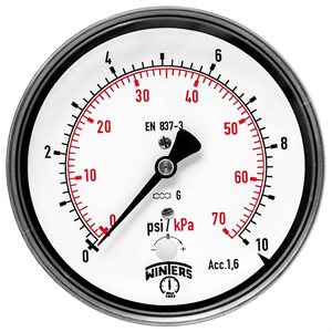 4'' 0-10 PSI / KPA 1 / 4'' ST / ST BACK