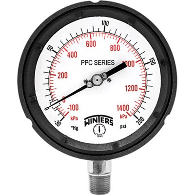 4.5'' DIAL, 0-1,000 PSI / KPA, 1 / 2'' BACK CONN.