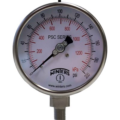 LF / SS 4" SAFETY 0 / 200 PSI / KPA 1 / 4" BTM
