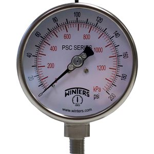 LF / SS 4" SAFETY 0 / 200 PSI / KPA 1 / 4" BTM