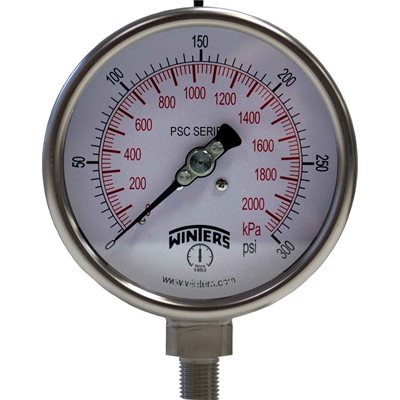 LF / SS 4" SAFETY 0 / 300 PSI / KPA 1 / 4" BTM