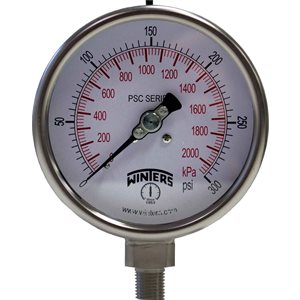 LF / SS 4" SAFETY 0 / 300 PSI / KPA 1 / 4" BTM