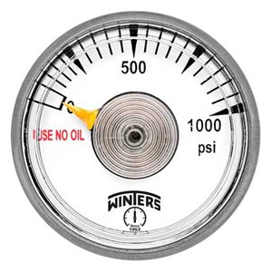 1" SPIRAL TUBE PRESSURE GAUGE, 0 / 3000 PSI, 1 / 8" BK