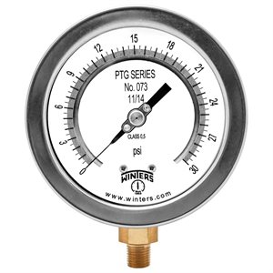4" TEST GAUGE 0 / 30 PSI 1 / 4" NPT BOTTOM