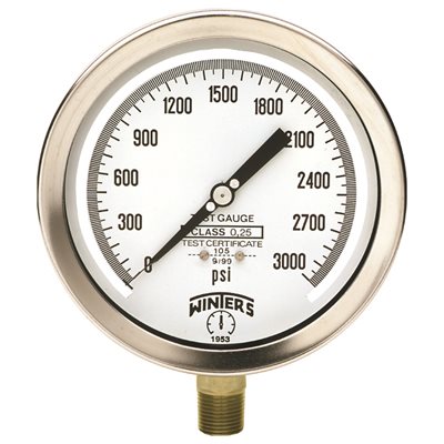 4" TEST GAUGE 0 / 3000 PSI 1 / 2" NPT BOTTOM