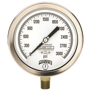 4" TEST GAUGE 0 / 3000 PSI 1 / 2" NPT BOTTOM