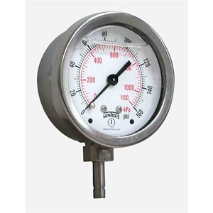 2.5"DIAL,1 / 4" X 3 / 4" BTM TUBE STUB,0-160 PSI / KPA