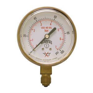 WELDING GAUGE 2.5'' 0-100 PSI / KPA 1 / 4 BTM