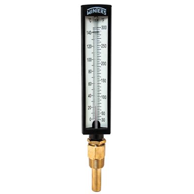 Industrial 5AS Thermometer Liquid 2'' Polypropylene 5'' 30 / 300 F / C 1 / 2'' NPT Bottom Brass Thermowell
