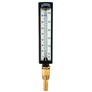 Industrial 5AS Thermometer Liquid 2'' Polypropylene 5'' 30 / 300 F / C 1 / 2'' NPT Bottom Brass Thermowell