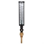 Industrial 9IT Thermometer Liquid 3.5'' Aluminum 9'' 30 / 240 F / C 3 / 4'' NPT Var Angle Brass Thermowell