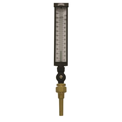 Industrial 9IT Thermometer Liquid 3.5'' Valox 9'' 30 / 240 F / C 3 / 4'' NPT Var Angle Brass Thermowell