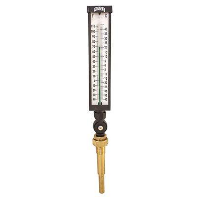 Industrial 9IT Thermometer Liquid 6'' Valox 9'' -40 / 110 F / C 3 / 4'' NPT Var Angle Brass Thermowell