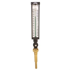 Industrial 9IT Thermometer Liquid 6'' Valox 9'' -40 / 110 F / C 3 / 4'' NPT Var Angle Brass Thermowell