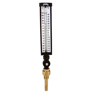 Industrial 9IT Thermometer Liquid 3.5'' Aluminum 9'' -40 / 110 F / C 3 / 4'' NPT Var Angle Brass Thermwell