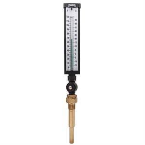 Industrial 9IT Thermometer Liquid 6'' Aluminum 9'' 0 / 120 F / C 3 / 4'' NPT Var Angle Brass Thermowell