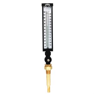 Industrial 9IT Thermometer Liquid 6'' Valox 9'' 0 / 120 F / C 3 / 4'' NPT Variable Angle Brass Thermowell