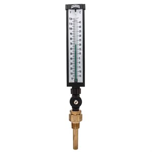 Industrial 9IT Thermometer Liquid 3.5'' Aluminum 9'' 0 / 120 F / C 3 / 4'' NPT Var Angle Brass Thermowell