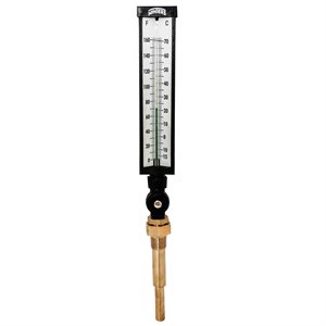 Industrial 9IT Thermometer Liquid 6'' Valox 9'' 0 / 160 F / C 3 / 4'' NPT Variable Angle Brass Thermowell