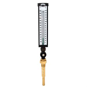 Industrial 9IT Thermometer Liquid 6'' Aluminum 9'' 30 / 300 F / C 3 / 4'' NPT Var Angle Brass Thermowell