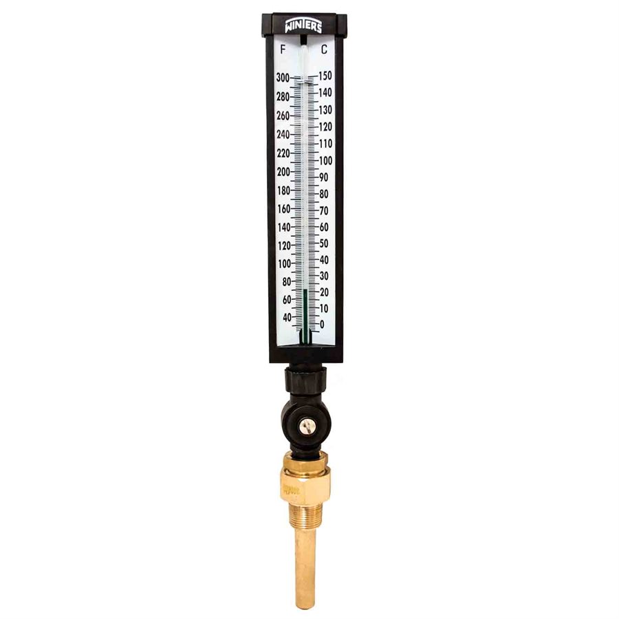 Industrial 9IT Thermometer Liquid 3.5'' Aluminum 9'' 30 / 300 F / C 3 /
