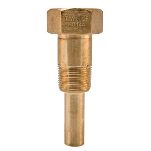 TIM (LEAD-FREE) BRASS THERMOWELL WITH LAG, 3.5" LENGTH, 3 / 4" NPT