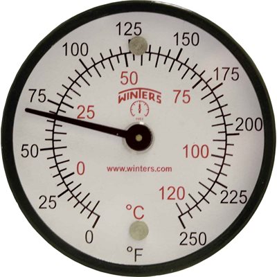 Surface Magnet Thermometer Metallic n / a Steel 2'' 0 / 250 F / C n / a Centre Back No Socket Magnet