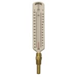 Hot Water Thermometer Liquid 2.5'' Aluminum 8'' 40 / 280 F / C 1 / 2'' NPT Bottom Brass Thermowell