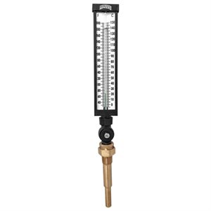 Industrial 9IT Thermometer Liquid 6'' Aluminum 9'' 30 / 240 F / C 3 / 4'' NPT Var Angle Brass Thermowell